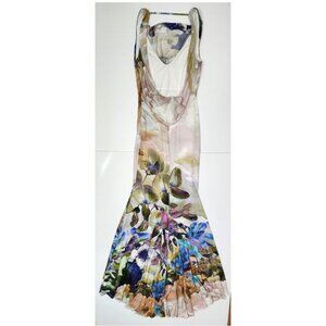 Jovani Women's Floral Sleeveless Mermaid Dress W/Plunging Open Back Size 8